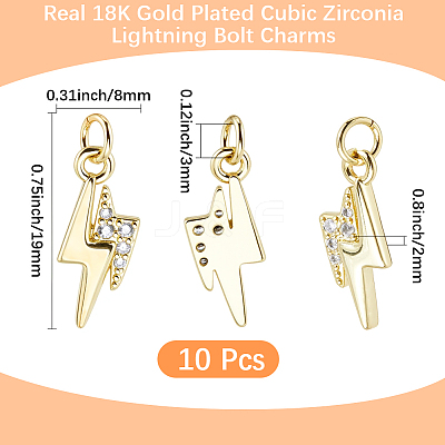 10Pcs Brass Micro Pave Cubic Zirconia Pendants KK-BBC0028-54-1