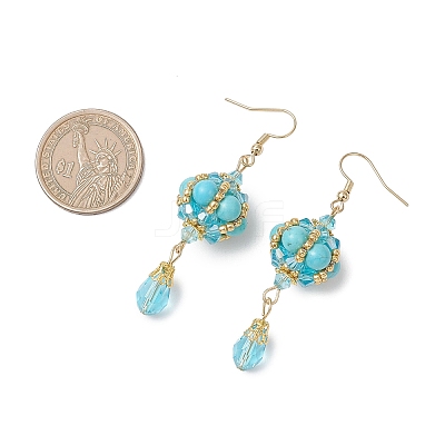 Synthetic Turquoise Dangle Earrings EJEW-MZ00669-03-1