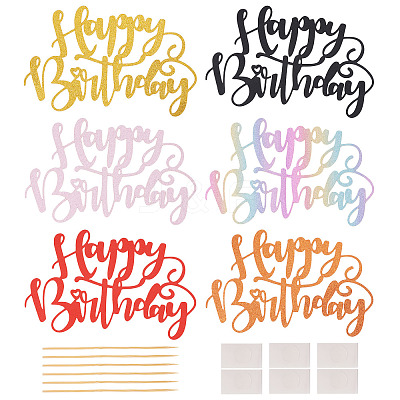 6Pcs 6 Colors Paper Cake Toppers FIND-TA0010-39-1