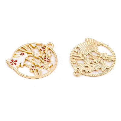 Rack Plating Alloy Enamel Pendants FIND-A040-05A-G-1