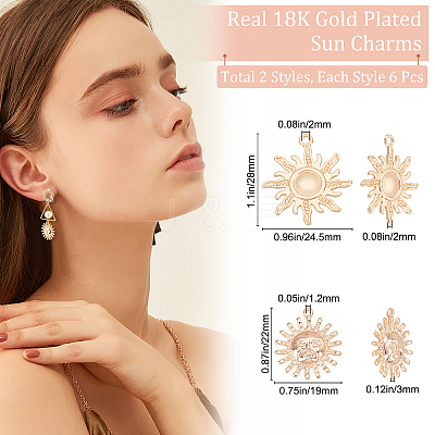12Pcs 2 Style Brass Pendants KK-BBC0004-66-1