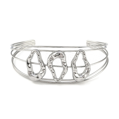 Non-Tarnish 304 Stainless Steel Hollow Open Cuff Bangles BJEW-Q348-03P-05-1