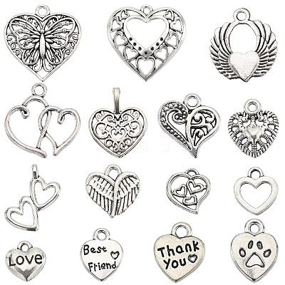 90Pcs 15 Style Tibetan Style Alloy Pendants TIBEP-SC0002-55-1