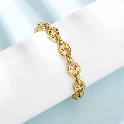 304 Stainless Steel Oval with Triangle Link Chain Bracelets for Women BJEW-F536-12G-1