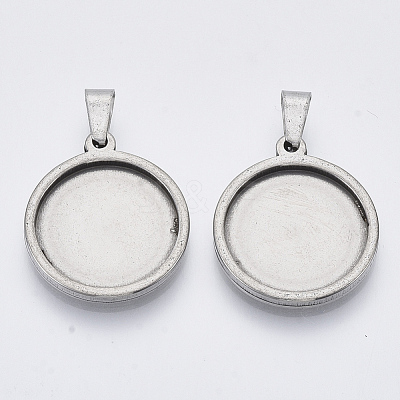Non-Tarnish 201 Stainless Steel Pendant Cabochon Settings STAS-S073-02A-P-1