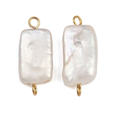 Natural Freshwater Pearl Keshi Pearl Rectangle Connector Charms STAS-D378-18G-1