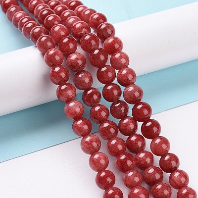 Dyed Natural Jade Beads Strands G-D434-8mm-08-1-1