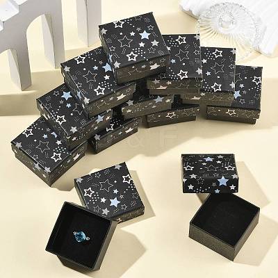 12Pcs Star Print Paperboard Jewelry Gift Boxes CON-FS0001-25-1