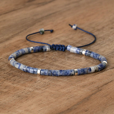 Natural Blue Spot Jasper Beaded Braided Bracelets QH4784-26-1
