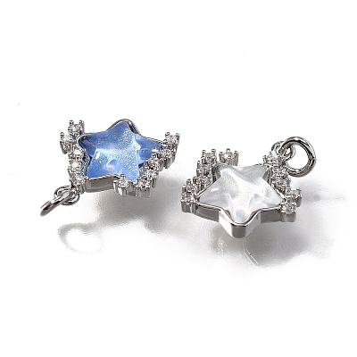 Brass Micro Pave Cubic Zirconia Charms KK-Q043-04P-1
