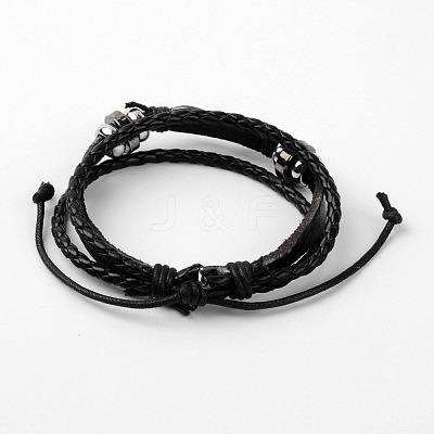 Adjustable Multi-Strand Leather Cord Bracelets X-BJEW-D423-03A-1