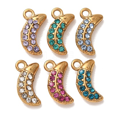 304 Stainless Steel Rhinestone Pendants STAS-L318-19G-1