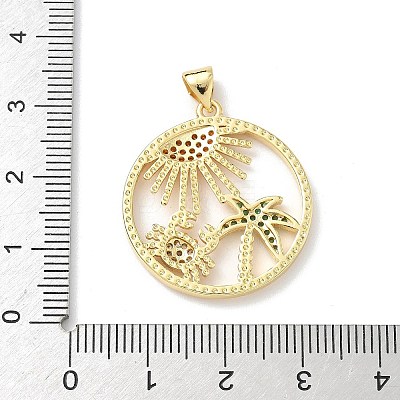 Brass Micro Pave Cubic Zirconia Pendants KK-P330-07A-G-1