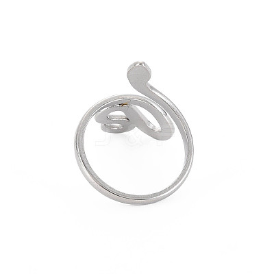 304 Stainless Steel Snake Wide Open Cuff Ring for Women X-RJEW-S405-226P-1