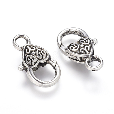 Tibetan Style Heart Lobster Claw Clasps LF014Y-NF-1