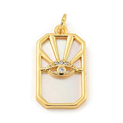 Rack Plating Brass Pave Clear Cubic Zirconia Pendants KK-Z048-02G-1