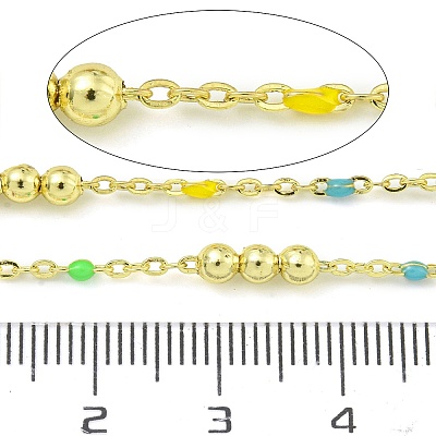 Brass Enamel Round Beaded Link Chain CHC-G022-07G-13-1