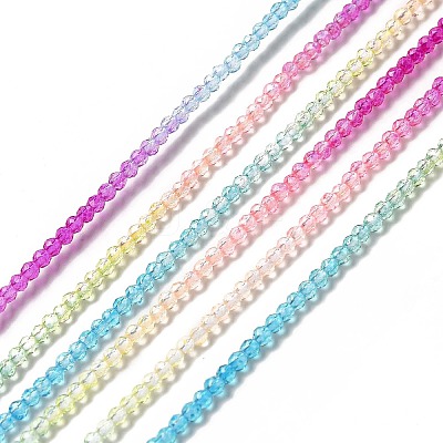 Transparent Gradient Color Glass Beads Strands GLAA-H021-01A-16-1