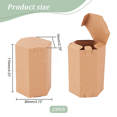Hexagon Kraft Paper Handmade Soap Gift Storage Boxes AJEW-WH0166-25-1