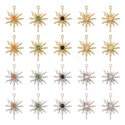 20Pcs 10 Styles Rack Plating Alloy Cat Eye Pendants FIND-TA0002-39-1