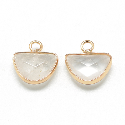 Natural Quartz Crystal Semi Circle Pendants G-Q965-09-1