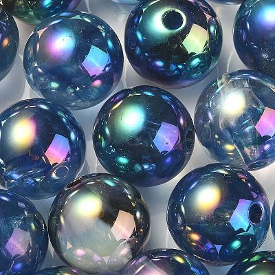 UV Plating Rainbow Iridescent Acrylic Beads PACR-E001-03D-1