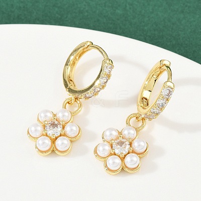 Brass Micro Pave Cubic Zirconia Hoop Earrings EJEW-S277-13G-1