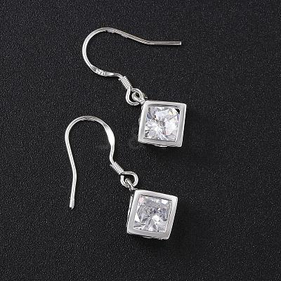 Elegant Fashion Cube Brass Cubic Zirconia Dangle Earrings EJEW-BB07973-S-1