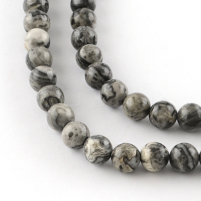Natural Map Stone/Picasso Stone/Picasso Jasper Beads Strands G-S188-8mm-1