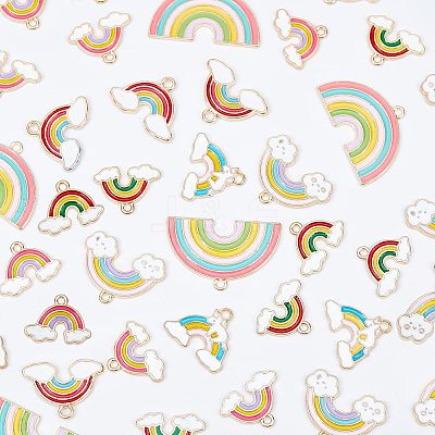 60Pcs 6 Style Alloy Enamel Pendants ENAM-NB0001-53-1