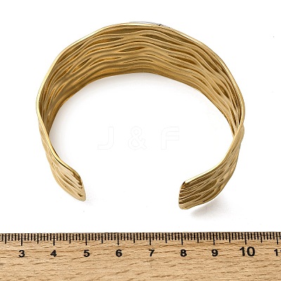 Hammered 304 Stainless Steel Cuff Bangles for Women BJEW-Z177-01GP-02-1