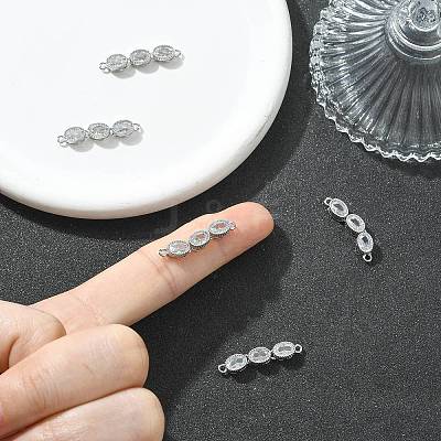SHEGRACE Brass Pave Clear Cubic Zirconia Triple Oval Links Connector Charms XGRQ3P683-644P-1