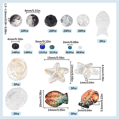 Ocean Theme DIY Seed & Glass Beads Jewelry Making Finding Kit DIY-SC0024-64A-1