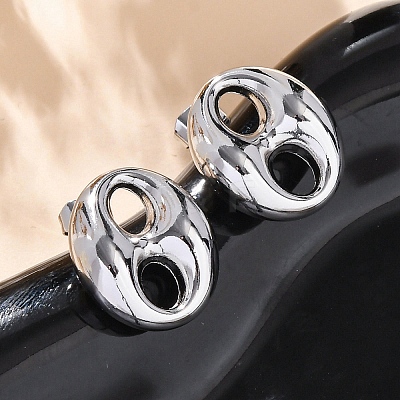 Oval 304 Stainless Steel Stud Earrings EJEW-A125-79A-P-1