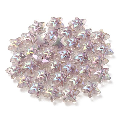 UV Plating Rainbow Iridescent Transparent Acrylic Beads OACR-C007-06F-1