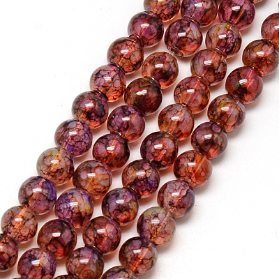 Baking Paint Glass Beads Strands X-DGLA-Q023-8mm-DB61-1