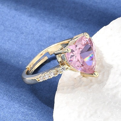 Brass Pave Cubic Zirconia Cuff Open Rings CU-CBA5C10-20G-1