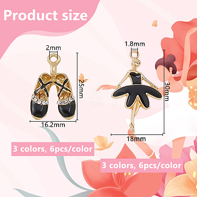 36Pcs 6 Styles Alloy Enamel Pendants ENAM-DC0001-98-1