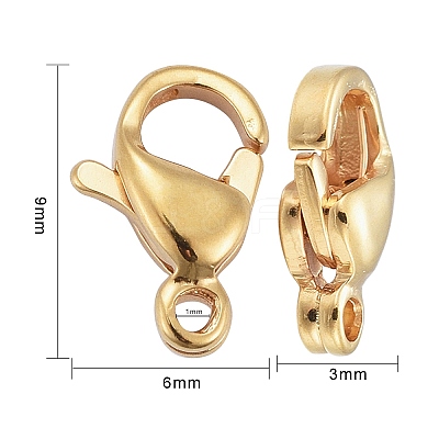 Ion Plating(IP) 304 Stainless Steel Lobster Claw Clasps STAS-H352-01B-G-01-1
