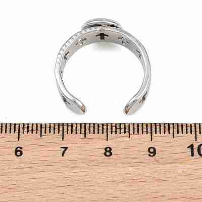 Hollow Cross 304 Stainless Steel Cuff Ring Components SA-CBA098D-02P-A-1