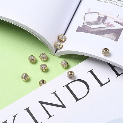 Brass Cubic Zirconia Beads ZIRC-F001-31G-1