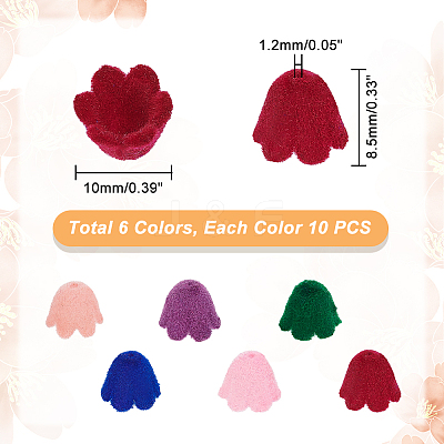 60Pcs 6 Colors Flocky Acrylic Beads MACR-PH0001-55-1