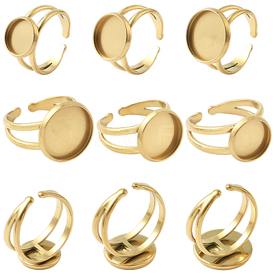 6Pcs 3 Styles 304 Stainless Steel Cuff Ring Settings STAS-BBC0008-14G-1