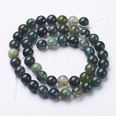 Natural Moss Agate Beads Strands GSR001-1