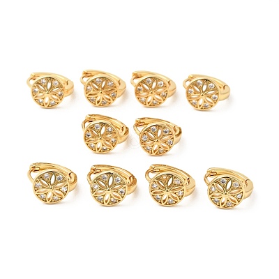Cubic Zirconia Flower Hoop Earrings EJEW-G312-19G-02-1