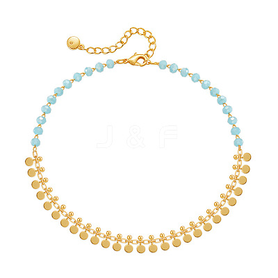 Faceted Rhondelle Glass & Brass Disc Tassel Anklets for Women FS-WGF22A3-01-1