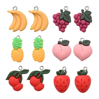 12Pcs 6 Styles Opaque Resin Pendants CRES-YW0001-19-1