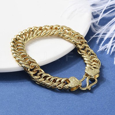 Brass Cuban Chain Bracelets for Women Men BJEW-R016-01G-01-1