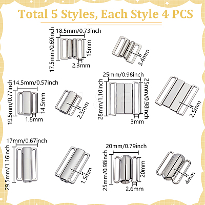 20Pcs 5 Styles Alloy Bikini Clips FIND-PH0027-12-1