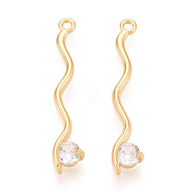 Brass Micro Pave Clear Cubic Zirconia Pendants KK-T078-01G-05-1